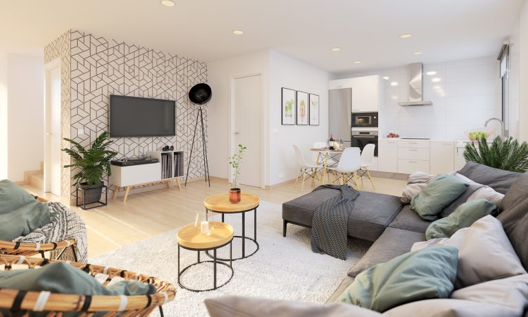 Render 3D de salon en Barcelona