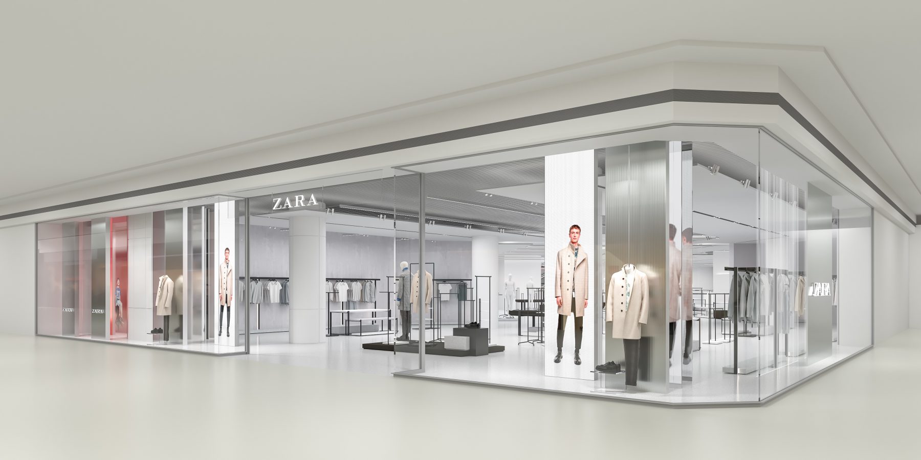 render 3d de fachada interior de tienda