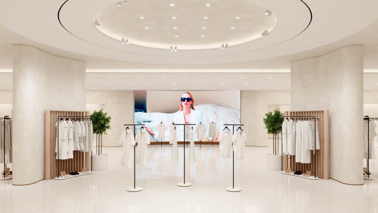 Render 3D interior de tienda Zara