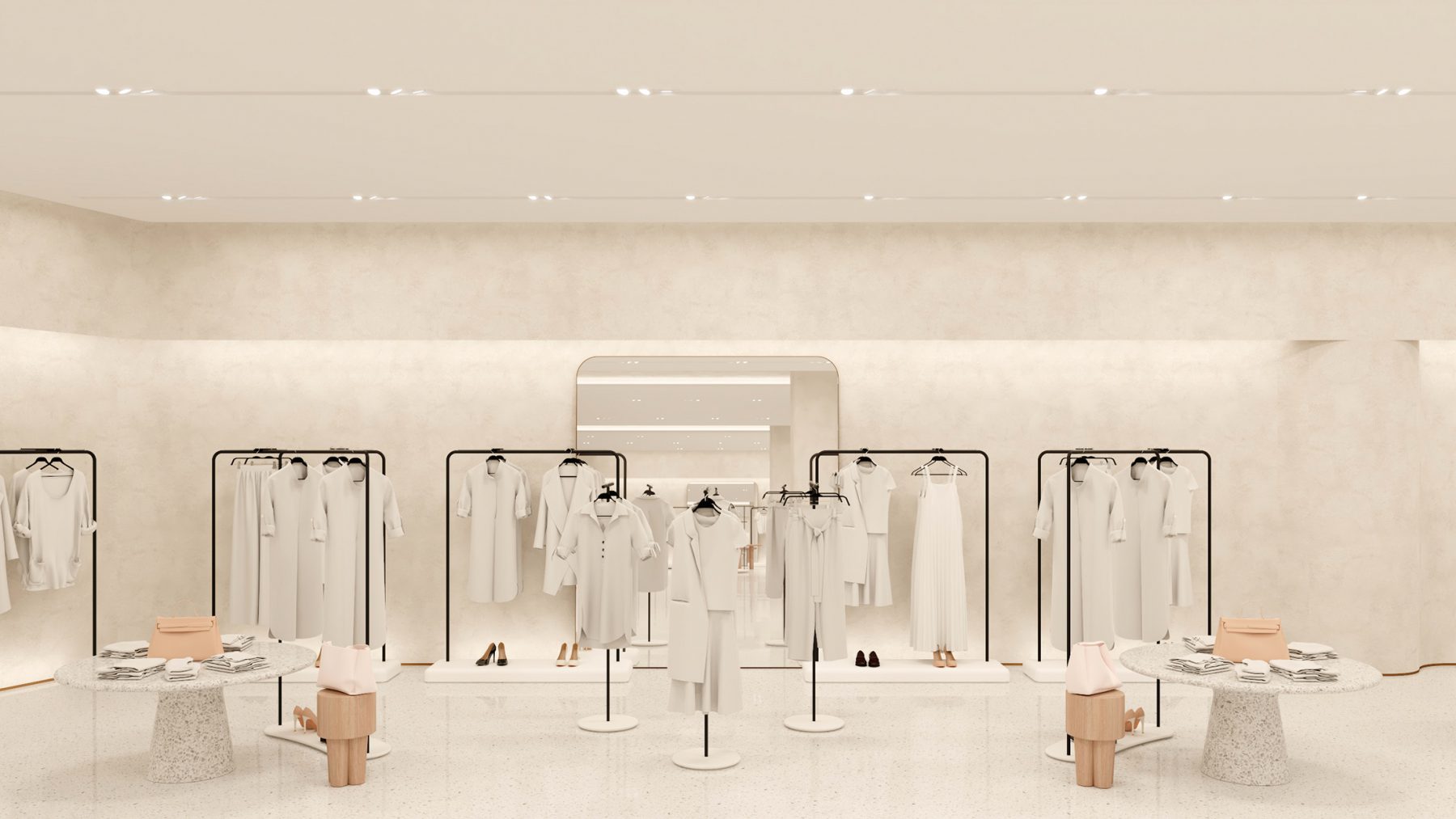 Render 3D interior de tienda Zara