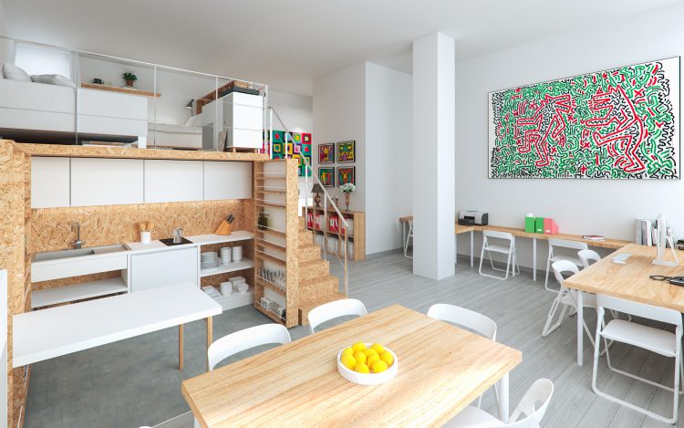 Render 3D de loft en valencia