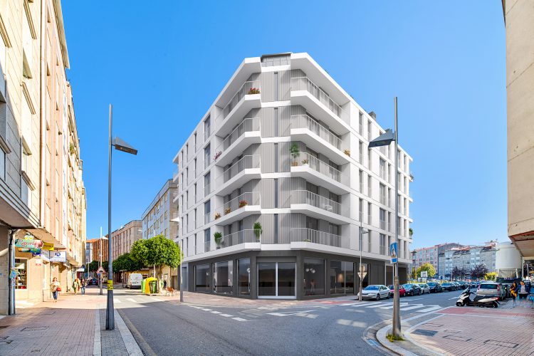 Render 3D de fachada con fotomontaje en pontevedra