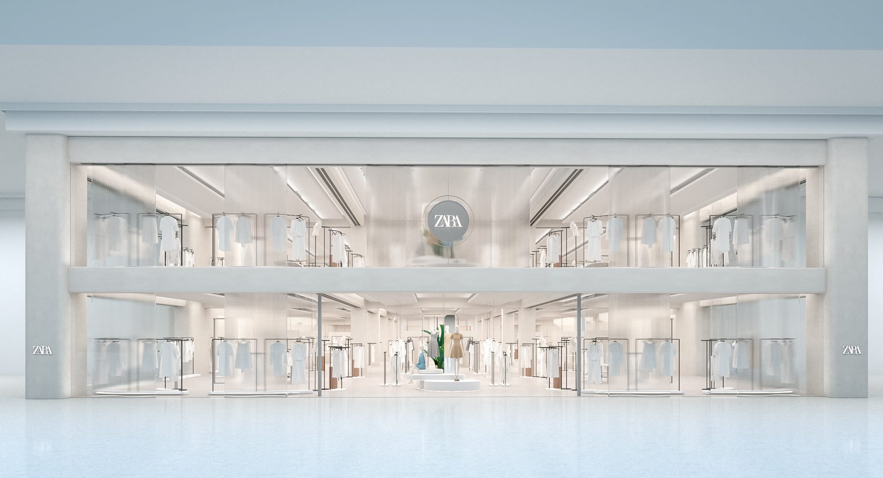 Render 3d de fachada tienda Zara