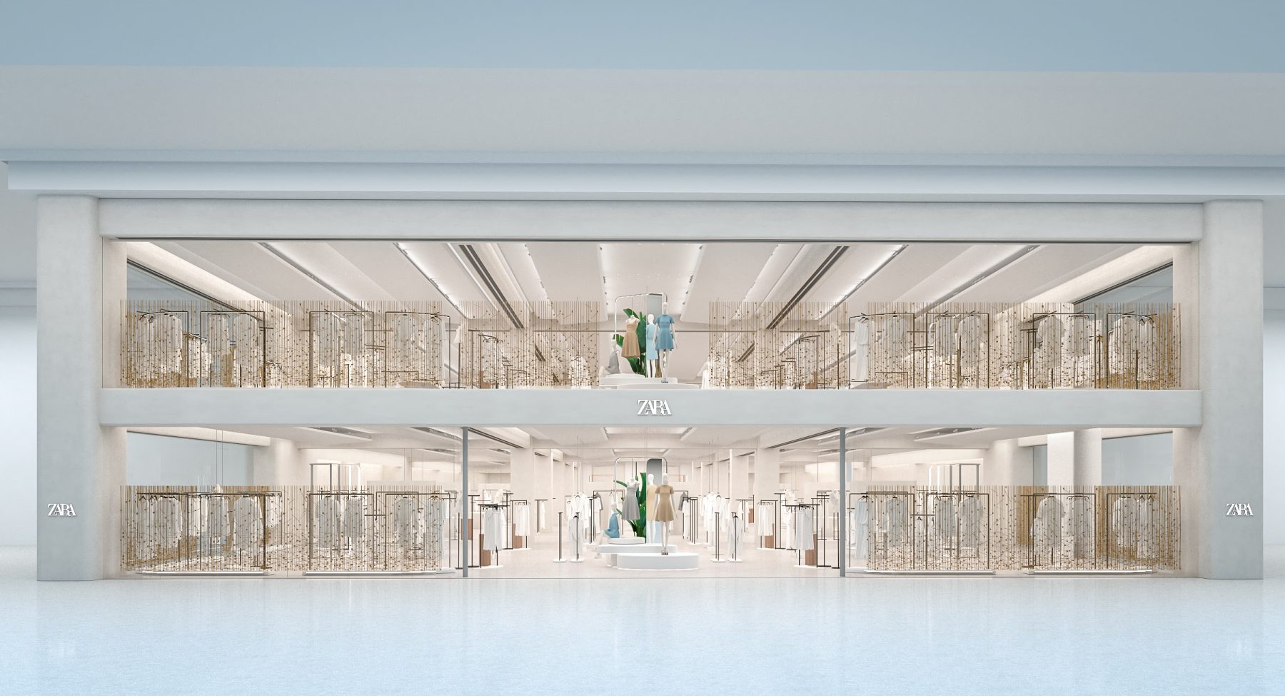 render 3d de fachada tienda Zara