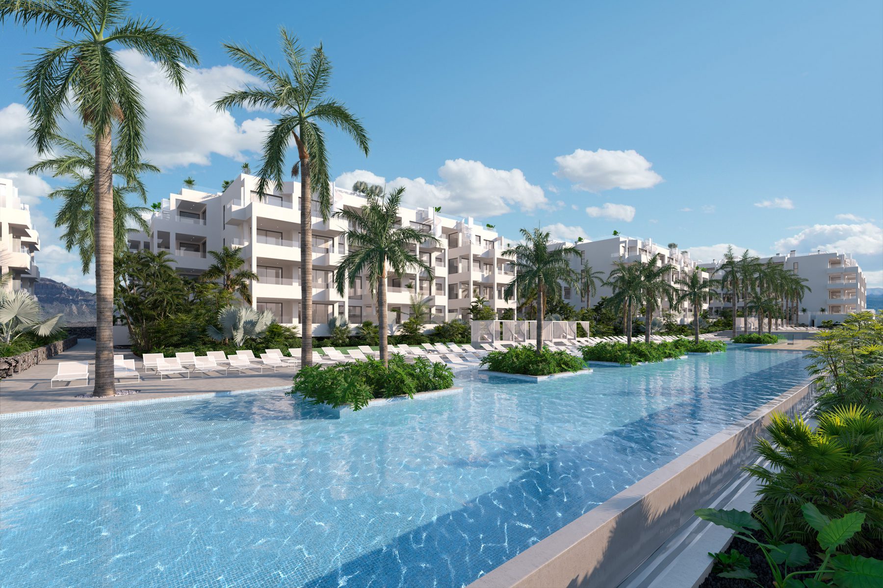 Infografía 3D exterior Palma Real Suites, Tenerife