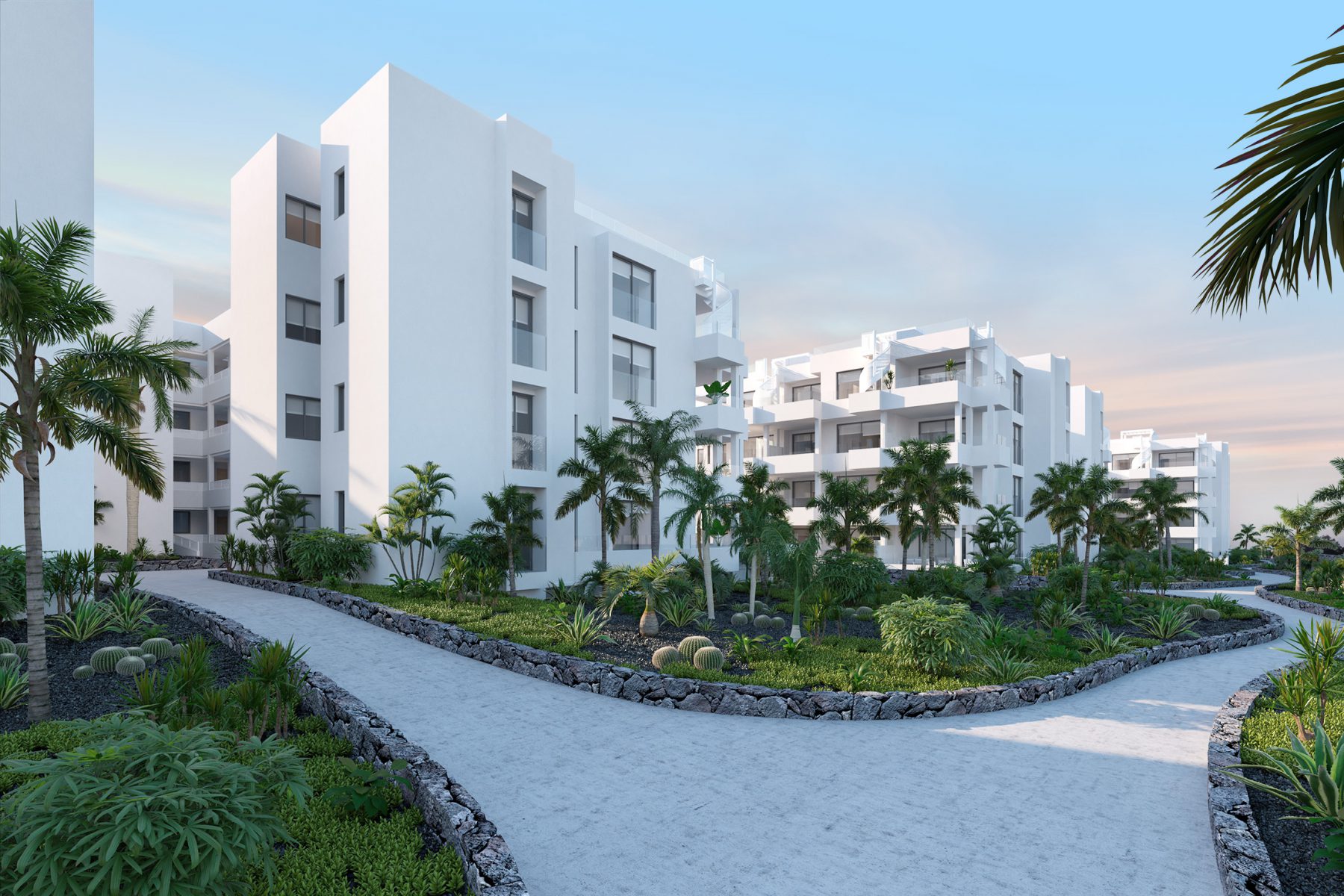 Infografía 3D exterior Palma Real Suites, Tenerife