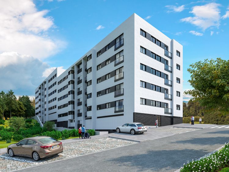 render 3D exterior edificio en portugal