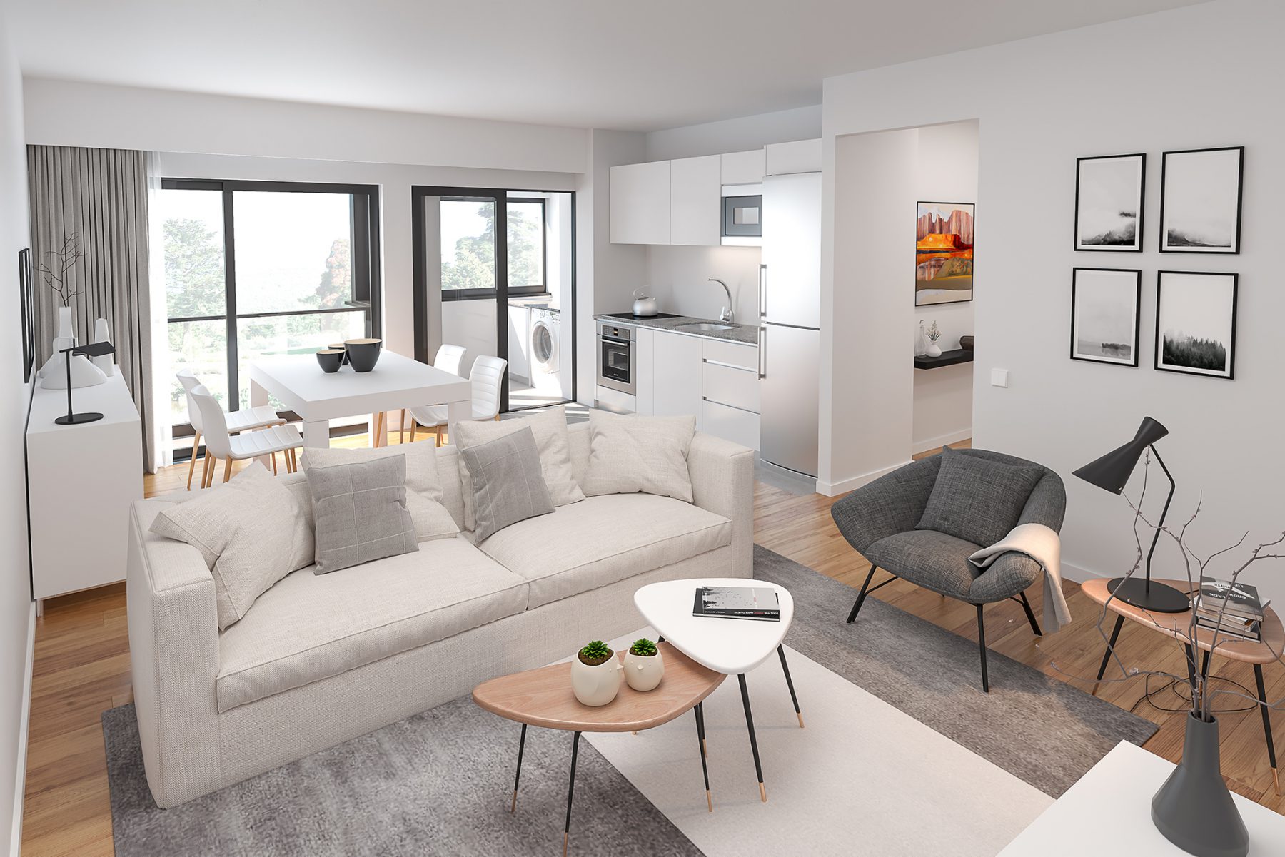 render 3D de salón en Pontevedra