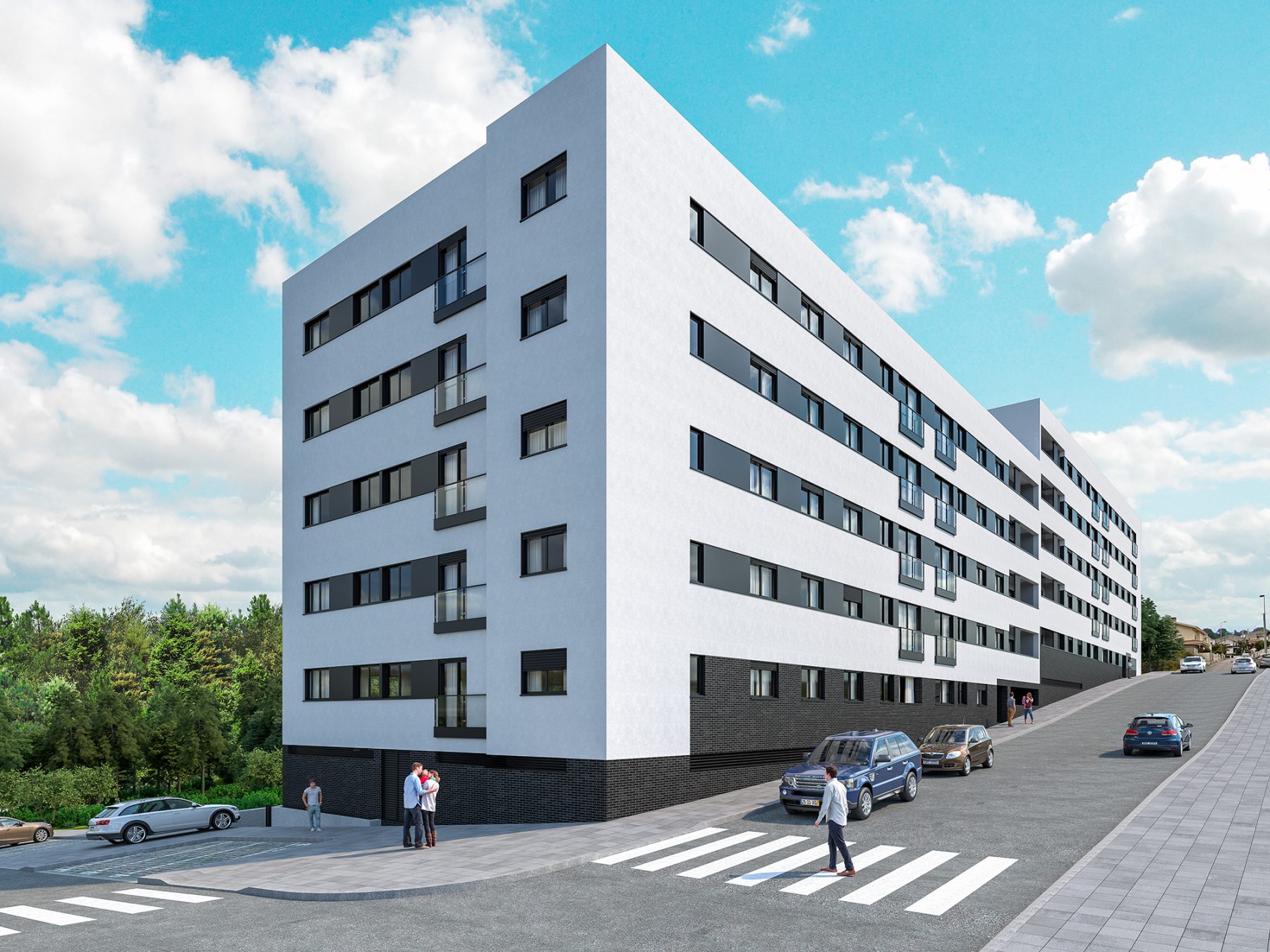 render 3D exterior edificio en Portugal