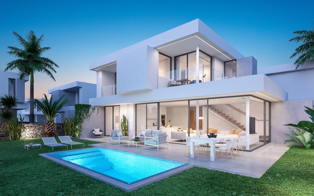 render 3D exterior de vivienda en Tenerife