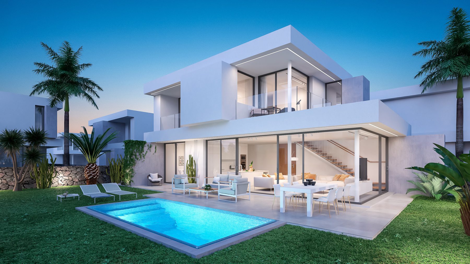 render 3D exterior de vivienda en Tenerife