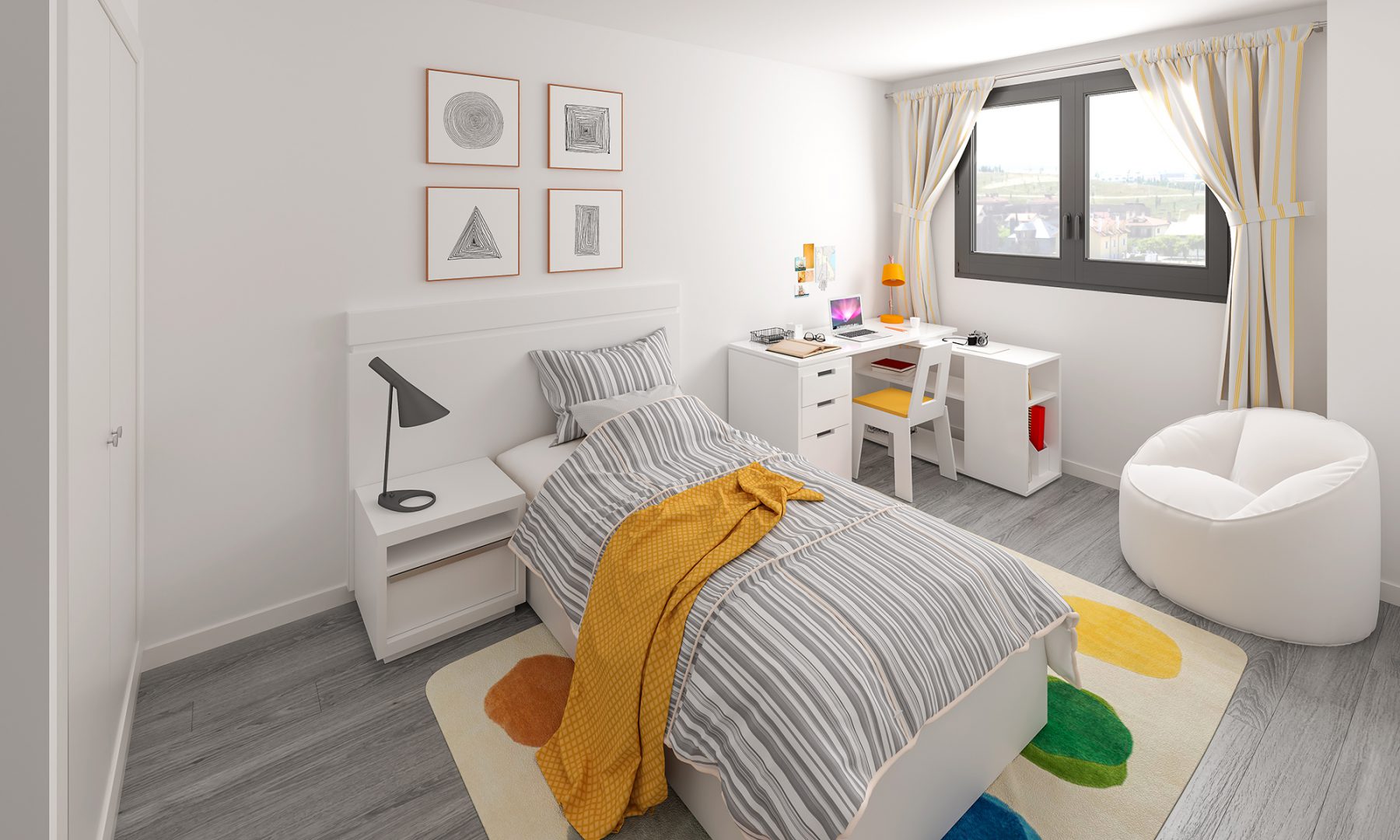 Render 3D de hab, edificio escuelas en Zaragoza