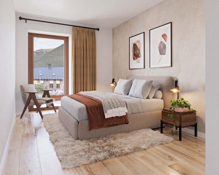 visualización 3D habitación con vistas