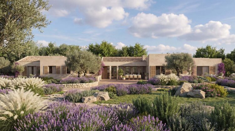 render exterior 3D de vivienda mediterránea de lujo- ARQUIPLAY