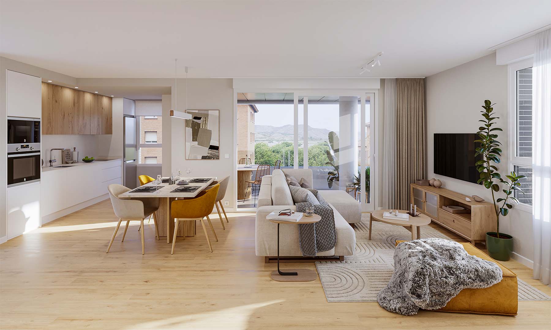 infoarquitectura de salón comedor abierto